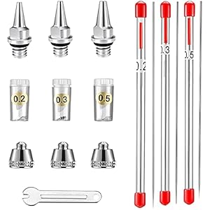 ABEST 0.2mm, 0.3mm, 0.5mm Airbrush Nozzle Airbrush Naald Nozzle Cap Vervanging Onderdelen voor Airbrush Spray Gun Sproeier Accessoires