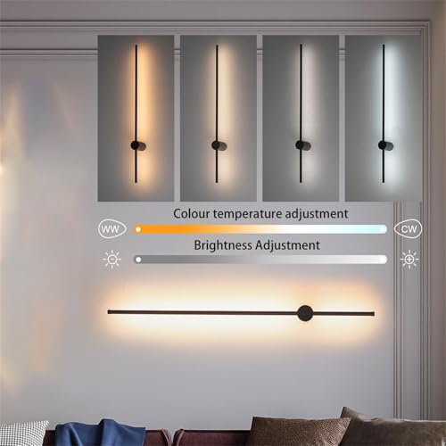 Aplique de pared LED negro sin cables recargable con sensor para cama 4