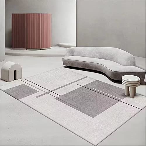 Tapis de chambre moderne géométrique gris 140X200 résistant à l'usure