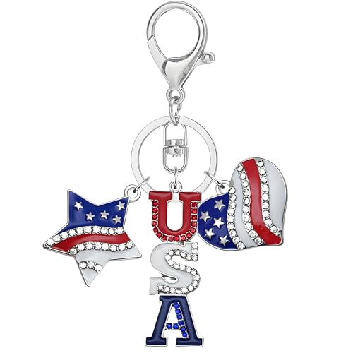 Dreuyet American Flag Keychain USA Patriotic Keychains 4th of July