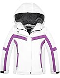Wantdo Mädchen Ski Jacke Fleece Berg Jacke Winddicht Warm Winter Mantel Isoliert Snowboard Parka Wintermäntel Kapuze Parka Weiß 152-158