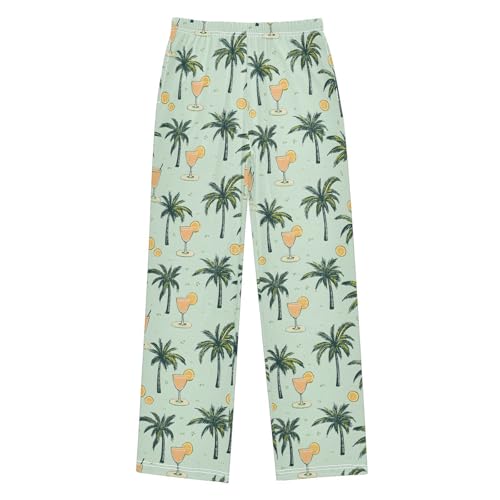 Pajama Pants Palm Trees Drinkings PJ Bottoms Sleepwear Lounge Sleep Pant with Pockets