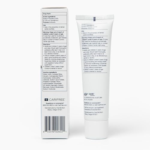 Image of CariFree Gel 1100, Grape Flavored, Anti-Cavity Fluoride Toothpaste with Nano Hydroxyapatite for pH Neutralization, Enamel Protection, Dentist Recommended, Dentist Developed, 2.4 Ounce (Pack of 4)