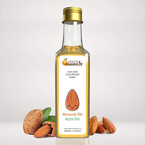 Image of Health and Orange Sweet Almond Oil - 100% Pure Cold Pressed Edible Badam Tel - 1000ml Glass Bottle