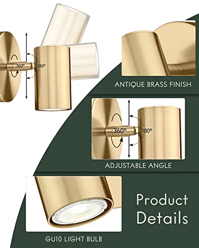 Cargifak Gold Wall Sconce, Modern Wall Light Fixture, Led Track Lighting With Gu10 Bulb For Bedroom Entryway Bathroom Kitchen, Sl4830-1W-Bb #TOP3
