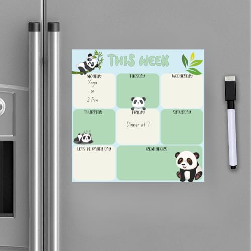 Image of Zesta Vinyl Magnetic Planner for Fridge | Cute Weekly Planner /Meal Planner with Marker | Rewritable Magnetic White Board for Fridge (Harry Potter 11X11 Inches) (Panda)