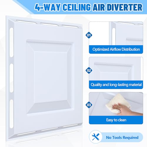 CroBlissful 1 Pcs 24" x 24" Ceiling Vent Deflector 4-Way Air Vent Deflector Commercial Air Diverter for 2'x2' Drop Ceiling Grid No Tools Required Redirector for Offices, Classrooms, and Spaces by CroBlissful - Used condition - Image 3