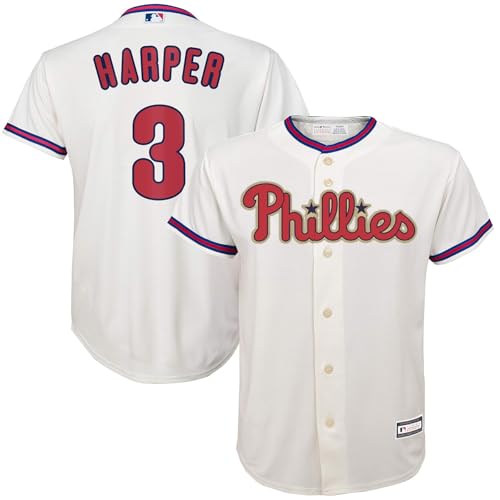 Outerstuff Bryce Harper Philadelphia Phillies MLB Kids Youth 8-20 Cream Alternate Player Jersey (US Numeric Size: 8 Regular Ivory)
