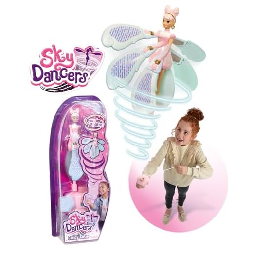 Lansay - Sky Dancers - Candy Cutie Puppe - Magische Fliegende Feenpuppe für Kinder ab 6 Jahren - Fee-Puppe, die mit ihrem Schnur-Launcher in die Luft fliegt - Funktioniert ohne Batterien