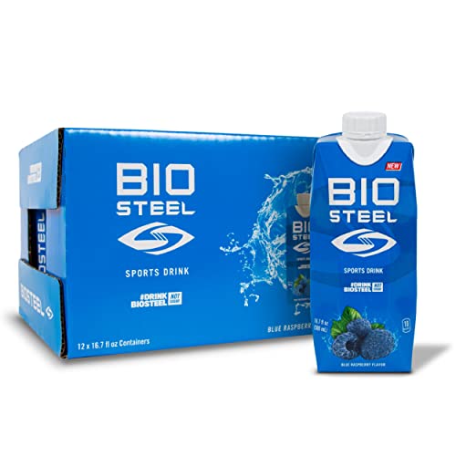 BioSteel Sports Drink, Sugar-Free with Essential Electrolytes, Blue Raspberry, 16.7 Fluid Ounces, 12-Pack
