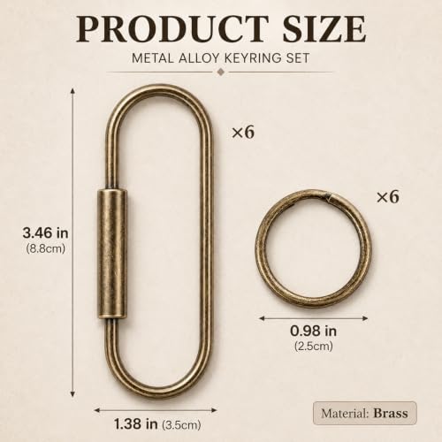 Image of WILLBOND Brass Carabiner Key Ring Locking Screw Carabiner Clips Round Key Rings Keychain Kit for Handbags Purse Bag Charm
