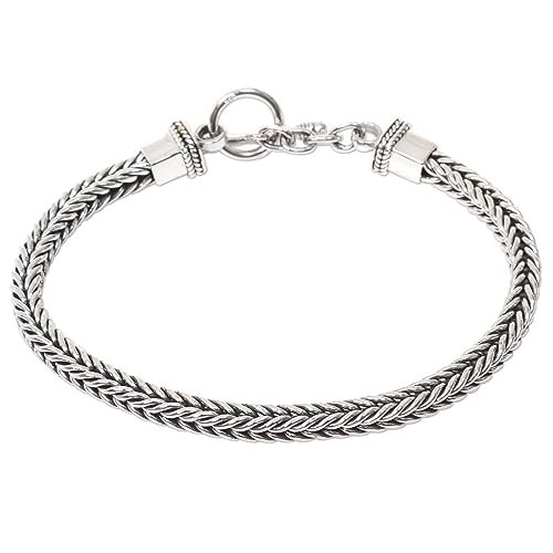 Novica Handmade Men's Sterling Silver Braid Bracelet Link From Indonesia Balinese Traditional [8 In L X 0.2 In W] ' Dragon Braid' #TOP15