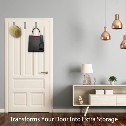Over Door Hook Hanger 6pcs Versatile Coat Organizer Stainless Steel Z-Shaped Sturdy Hooks for Towel Hat Bag Jacket Wardrobe Bedroom Bathroom Kitchen Office, 4cm or 4.5cm Width (4CM Width)