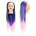 Blue Pink Gradient Hair Mannequin Head, Female Hairstyling Training Model, High Temperature Synthetic Hair for Cutting Braiding Dyeing, Realistic Scalp Simulation for Beauty