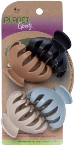 Planet Goody Spider Claw Hair Clip, 4-Count - Assorted Neutral Colors - Medium to Long Hair - Long-lasting & Will Not Slip - Pain-Free Hair Accessories for Women, Men, Boys & Girls - All Hair Types