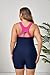 Halcurt Women's Plus Size Boyleg One Piece Swimsuit Racerback Athletic Full Coverage Bathing Suit Navy Pink Striped 3X