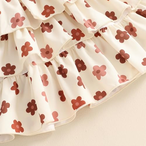 Image of Toddler Baby Girl Summer Clothes Kids Short Sleeve Solid T-Shirt Ruffle Daisy Skirts Overalls Dress Outfit 18M-6T