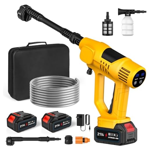 Hidrolimpiadora Bateria, 65 Bar Hidrolimpiadora Portátil con 2 x 3.0Ah Baterías, Boquilla 6 en 1, 10 Niveles de Presión, Manguera 5M, Pantalla Táctil LCD, Pistola de Agua a Presión para Coche y Jardín