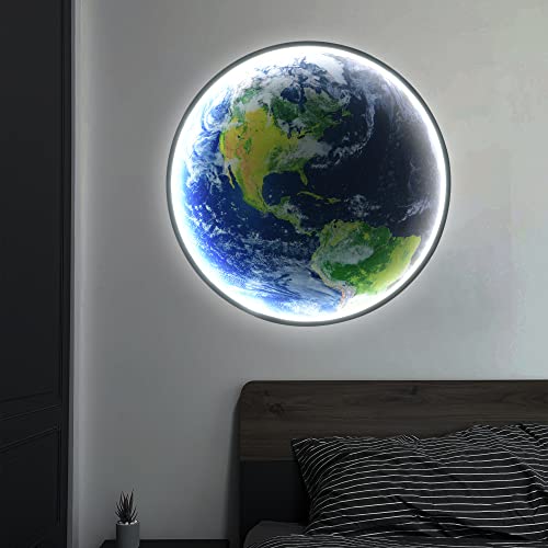 Prolee Dimmable Earth Wall Scone 20" Moon Lamp 24W Plug In Led Moon Light Remote Control Wall Mounted Earth Wall Decor #TOP6