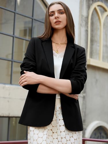 Womens One Button Blazer Casual Open Front Long Sleeve Suit Jackets Business Work Office Blazers3