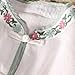 Womens Peasant Tops 3/4 Sleeve Cotton Linen Blouses Summer Fashion Retro Chinese Frog Button Floral Embroidered Shirts White