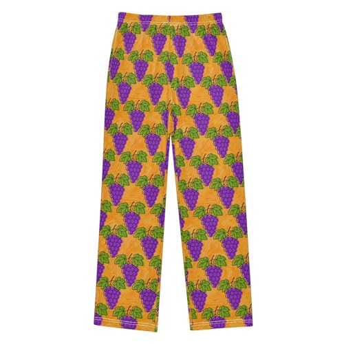 Pajama Pants Sleep Pants Purple Grape Leaves for Age 6-14