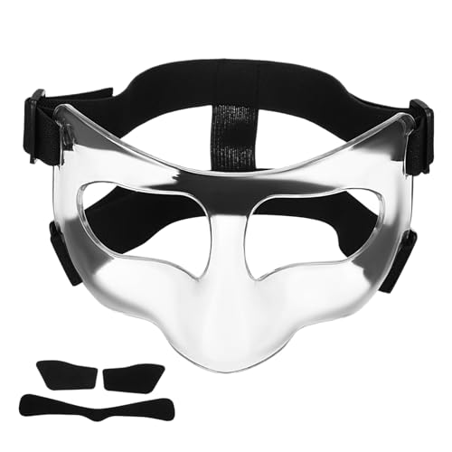 GOOHOCHY Clear Adjustable Face Guard for Basketball Lightweight Nose Protector Transparent Design for Clear Visibility for Youth and Adults Enhanced Coverage for Sports Activities