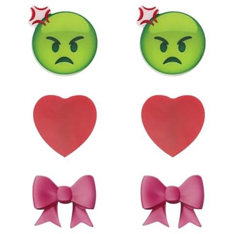 Kawaii hair clips for Girls Cute Acrylic Aliigator Anime Cartoon Valentine hair Barrettes for Women Accessories Christmas 3 Pairs Pink Bow Angry Face Red Heart Funny Unique Funky Novelty Decorative Cover