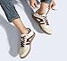 LUCKY STEP Women Classic Retro Gum Sole Fashion Sneakers Casual Tennis Skate Shoe Genuine Leather Walking Footwear Anti Slip Trainers(Beige/Red,7)