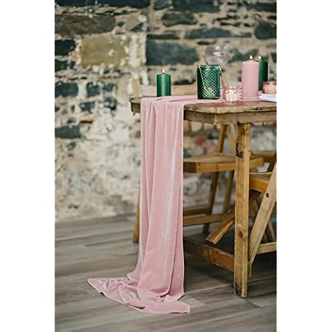 Luxurious Velvet Table Runner, 10ft Wedding Reception Decorations, 20x120inch Soft Velvet Fabric, Table Linen Overlay, Wedding Table Runners (Dusty Rose/ Blush Pink /Mauve, 20X120inch) Cover