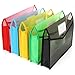 A4 Plastic Wallet, Acrux7 Document Folder with Pocket, 5 Pack A4 Envelope Folder with Button Closure, Waterproof Transparent File Folders, 5 Assorted Colors- Blue, Green, Black, Red, Yellow