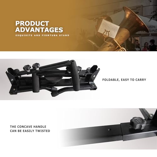 WHELPAW Adjustable Tuba Stand Holder – Durable, Lightweight, Foldable Design with Secure Locking System, Tuba Accessories