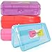 Emraw Multipurpose School Pencil Box - Glitter Bright Color Box Pencil Case with Snap Close Long Lasting Pencils School case Math Pencil Box Plastic Pencil Case Plastic Stationery Case (4-Pack)