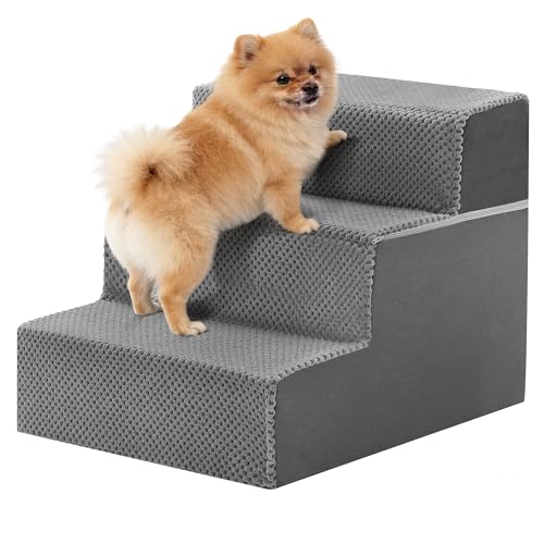 Image of NEWBULIG 3-Step Dog Stairs, 13.5 inch H Dog Steps for Sofa and Chair, Non-Slip Sturdy Pet Steps for Small Dogs and Cats, Pet Ramp for High Bed Indoor