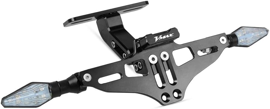 for Yamaha for VMAX 1990-2016 for VMAX 700 1200 1300 1700 Rear License Plate Holder Bracket with Light Tail Tidy Fender Eliminator License Number Plate Frame (Color : B Black)