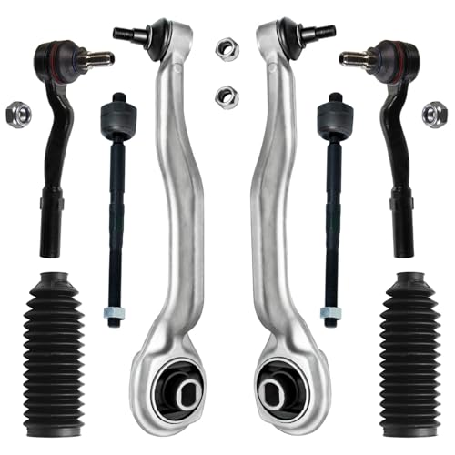 Image of Detroit Axle - Front End Suspension Kit for Mercedes E350 E320 E500 E550 CLS500 CLS550, CLS63 CLS55 E55 E63 AMG, 2 Lower Forward Control Arms with Ball Joint 4 Inner Outer Tie Rods 2 Boots Replacement