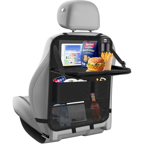 Auto Organizer Kinder, Rückenlehnenschutz Auto Kinder, Autositz Organizer, Große Rückenlehnenschutz mit Faltbarer Tischablage, Autoorganizer Kinder Autorücksitzorganizer, Tisch Autokindersitz, Schwarz