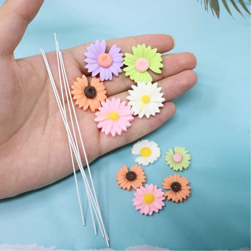 Honbay 25Pcs Resin Daisy Cupcake Toppers Daisy Flower Cake Picks Spring Party Dacorations For Birthday Wedding Summer Themed Party (5 Color) #TOP2