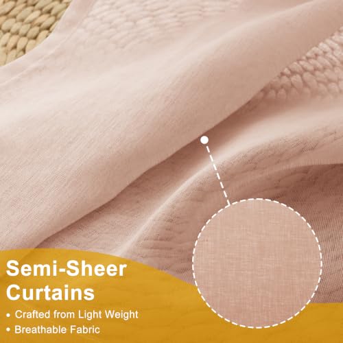 DWCN Voile Gardinen mit Kräuselband Transparent Blush Rosa H 220 x B 300 cm – Ansicht 6