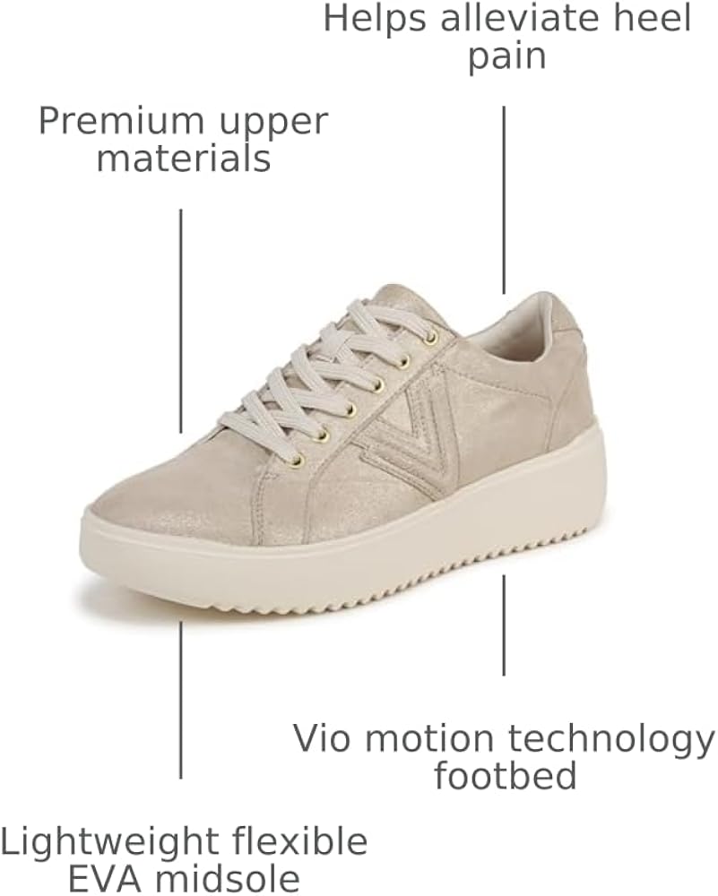 Amazon.com | Vionic Women's Kearny Lace Up Sneaker, Gold