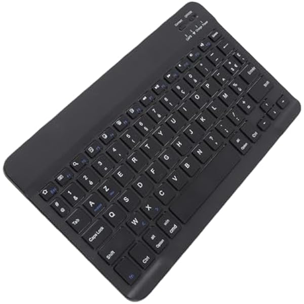 Francuska Bezprzewodowa Klawiatura Bluetooth AZERTY, 10-calowa Smukła Przenośna Klawiatura Tabletu, Szczotkowana (Czarny)