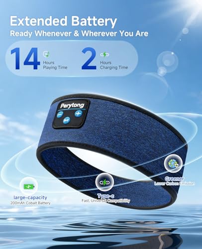 Image of Perytong Sleep Headphones Bluetooth 5.4 Headband, Wireless Headphones Earbuds Earphones Sweatproof for Women Men Sports Workout Running Jogging Yoga Cool Gadgets Christmas Unique Gifts