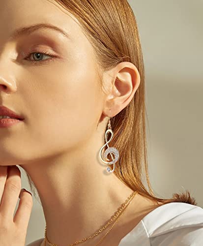 Dainty Music Note Asymmetrical Dangle Hook Earrings for Women Crystal Cubic Zirconia G Clef Musical Drop Fake Huggie Hoops Earring Fashion Jewelry Gifts Christmas3