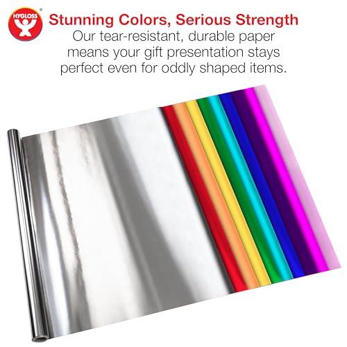 Hygloss Shiny Metallic Foil Paper - 20" x 26" Sheets for Arts, Crafts & Christmas Wrapping - Assorted Colors, 24 Sheets of Shiny Christmas Wrapping Paper by Hygloss - Image 2