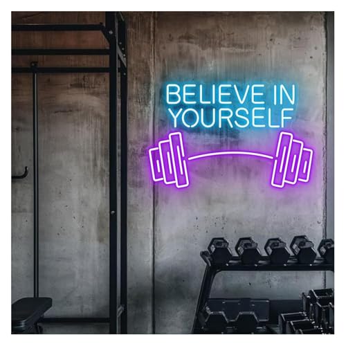 Believe In Yourself avec haltères, le néon inspirant au quotidien
