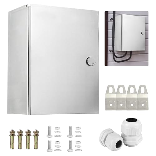 Image of Stainless Steel Electrical Box, Outdoor Electrical Box Waterproof Electrical Junction BoxEnclosure Wall-mounted Project Boxes with Insulation Mounting Plate Wiring box With lock (40x30x16)