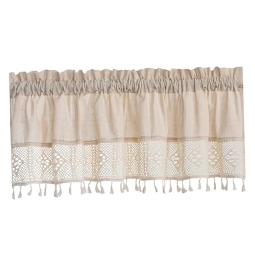 Cortinas cortas de estilo rústico con bolsillo para varilla para ventanas y hogar 3