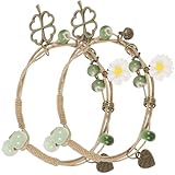 Ciieeo Pulseras Étnicas Retro de Cerámica 2 Unidades Diseño de Trébol de Cuatro Hojas, Pulseras de Moda para Mujer y Niñas, Accesorio Artesanal para Obsequio Original y Uso Diario