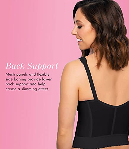 Exquisite Form womens FULLY Slimming Wireless Back Posture Support Longline Front Closure Bra, Black, 38DD - Image 3