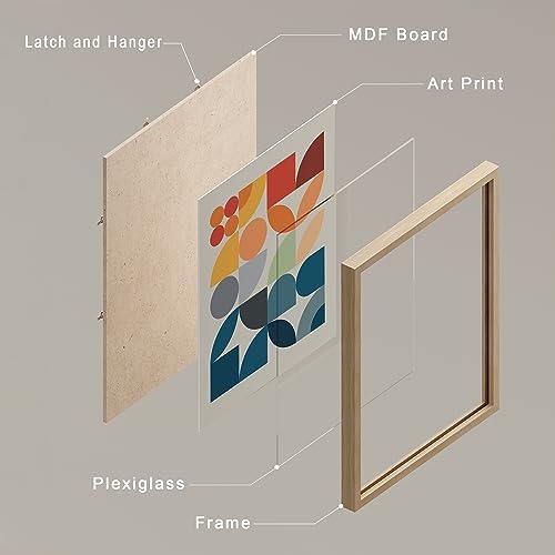 SIGNWIN Framed Mid-Century Modern Colorful Geometric Polygons Wall Art, Set of 4 Abstract Geometric Wall Decor Prints, Nature Wilderness Wall Décor for Living Room, Bedroom - 12"x16" Natural — view 3